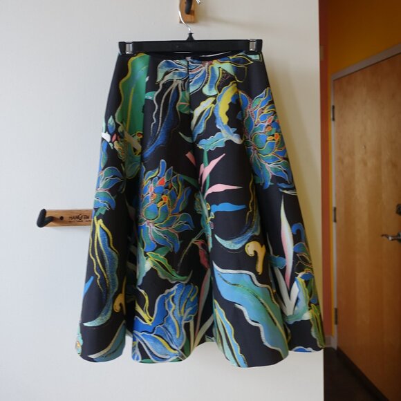 H&M scuba floral Hawaiian midi circle Neoprene skirt 6 4 - Picture 7 of 16